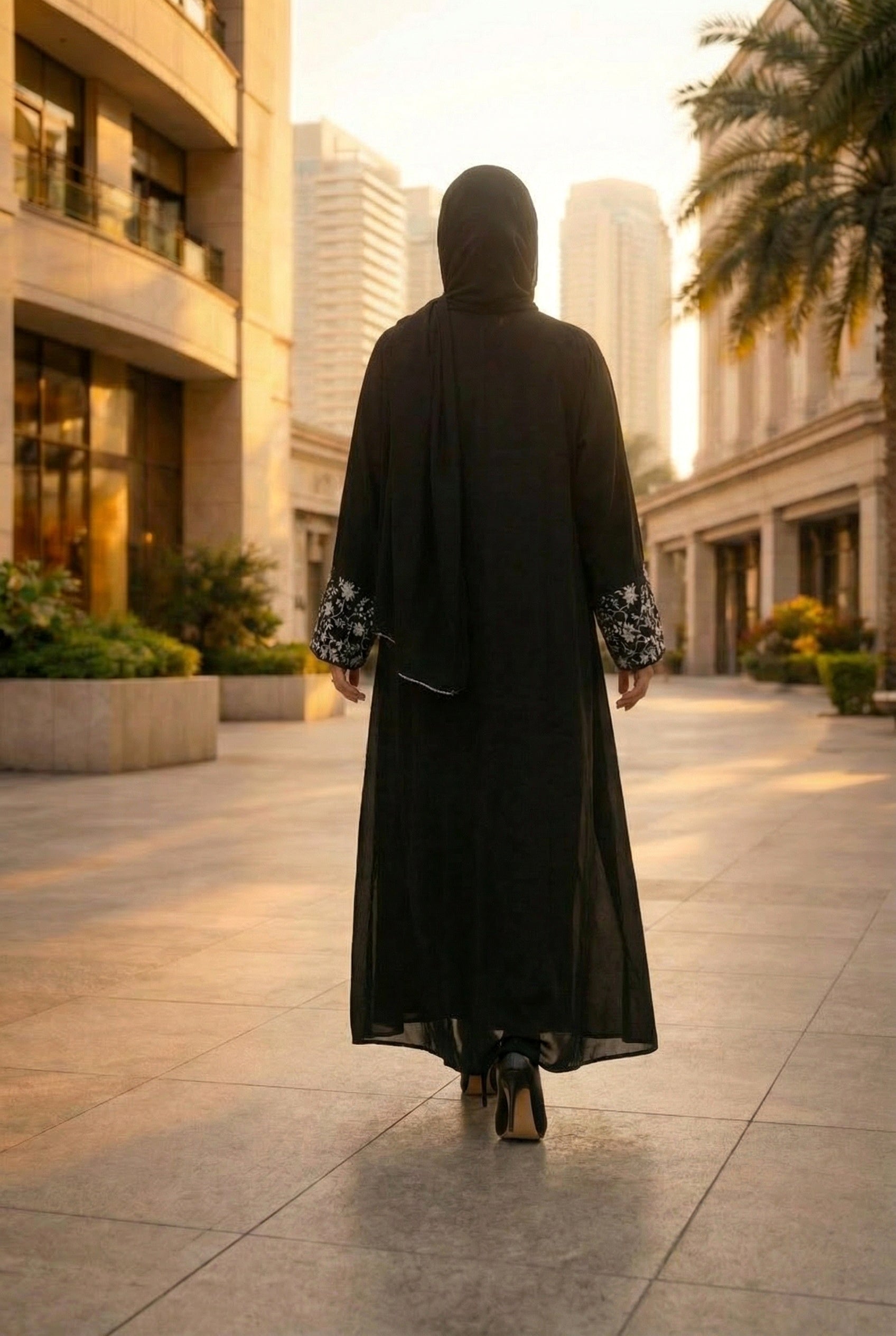 Black Sleeves Embroidery Abaya | The Classic Edits
