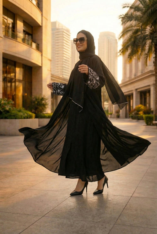 Black Sleeves Embroidery Abaya | The Classic Edits