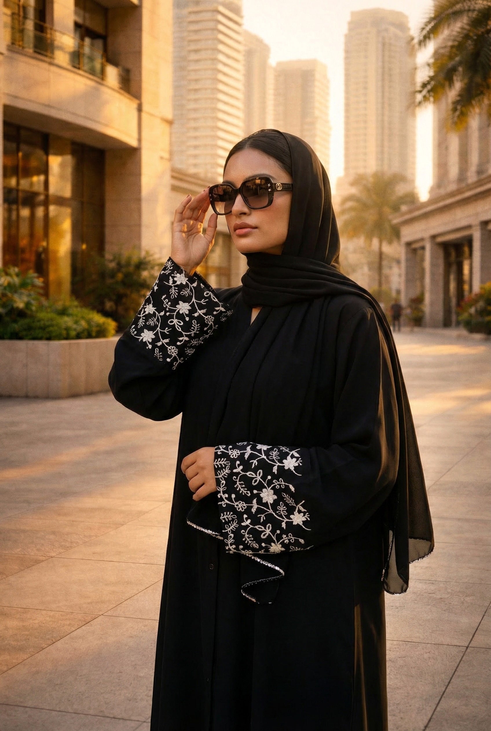 Black Sleeves Embroidery Abaya | The Classic Edits