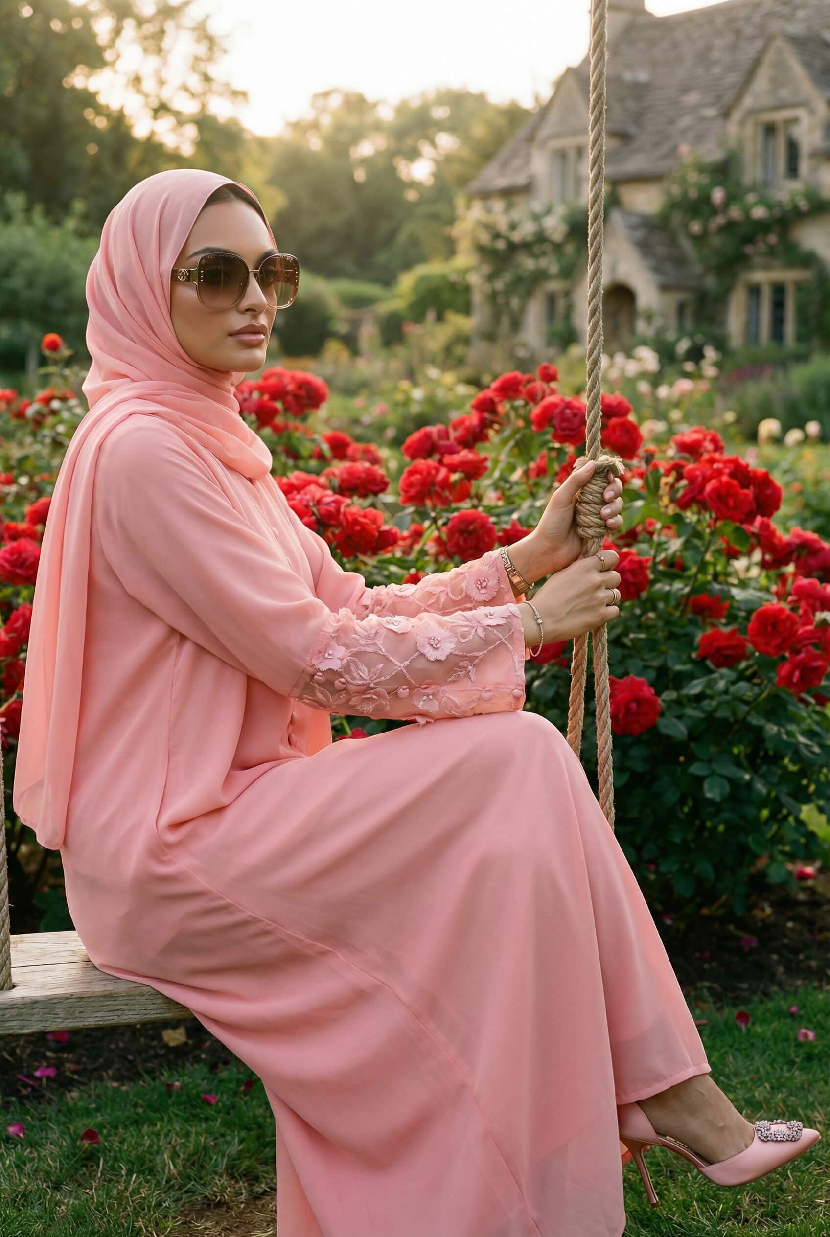 Floral Pink Abaya