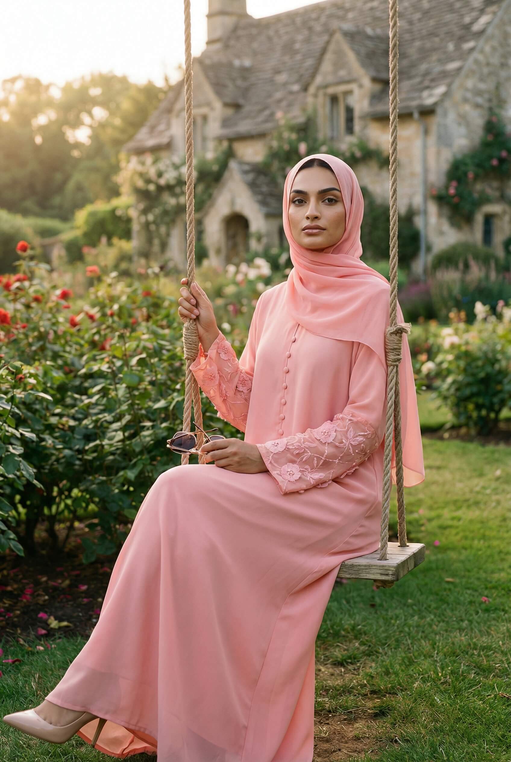 Floral Pink Abaya