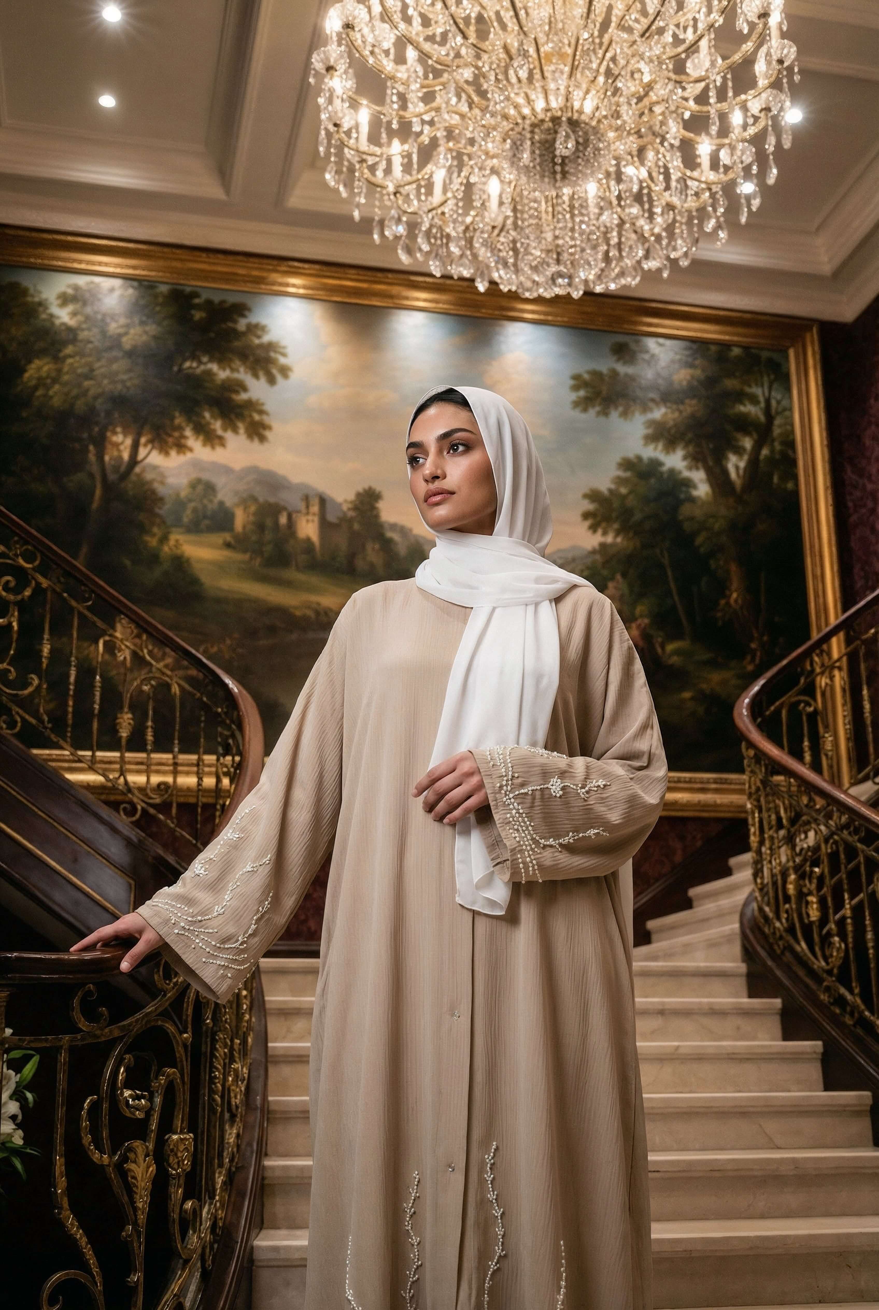 Pearls Dabka Abaya | Serene Threads