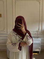 Cream Embroidery Abaya | Serene Threads